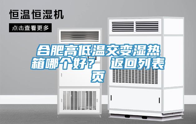 合肥高低温交变湿热箱哪个好？ 返回列表页